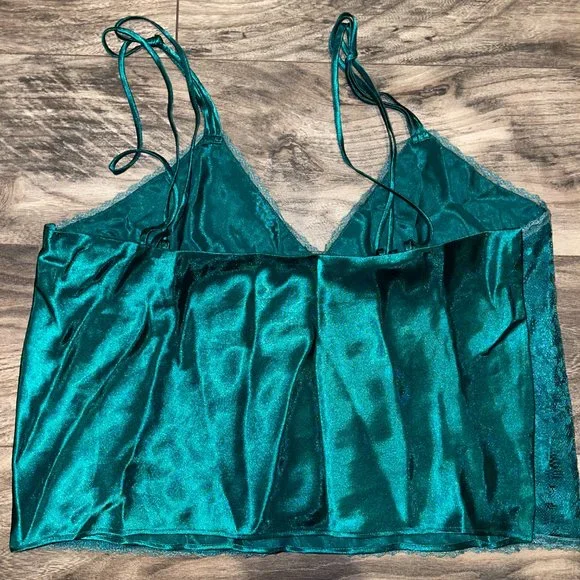 Women's Vintage Victoria's Secret Green‎ Lace Overlay Cami Size S - Picture 5 of 6